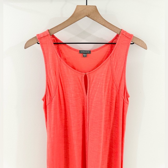 Lilla P Slub Knit Keyhole Tank Dress Orange Size Small - Picture 2 of 5